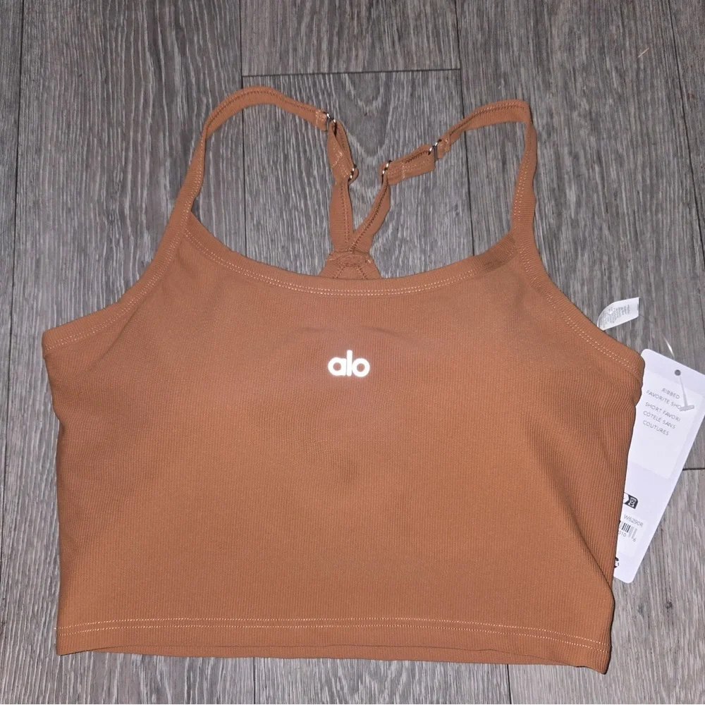 Alo Yoga chestnut seamless ribbed tank racerback pullover fitness crop m l - Picture 4 of 4